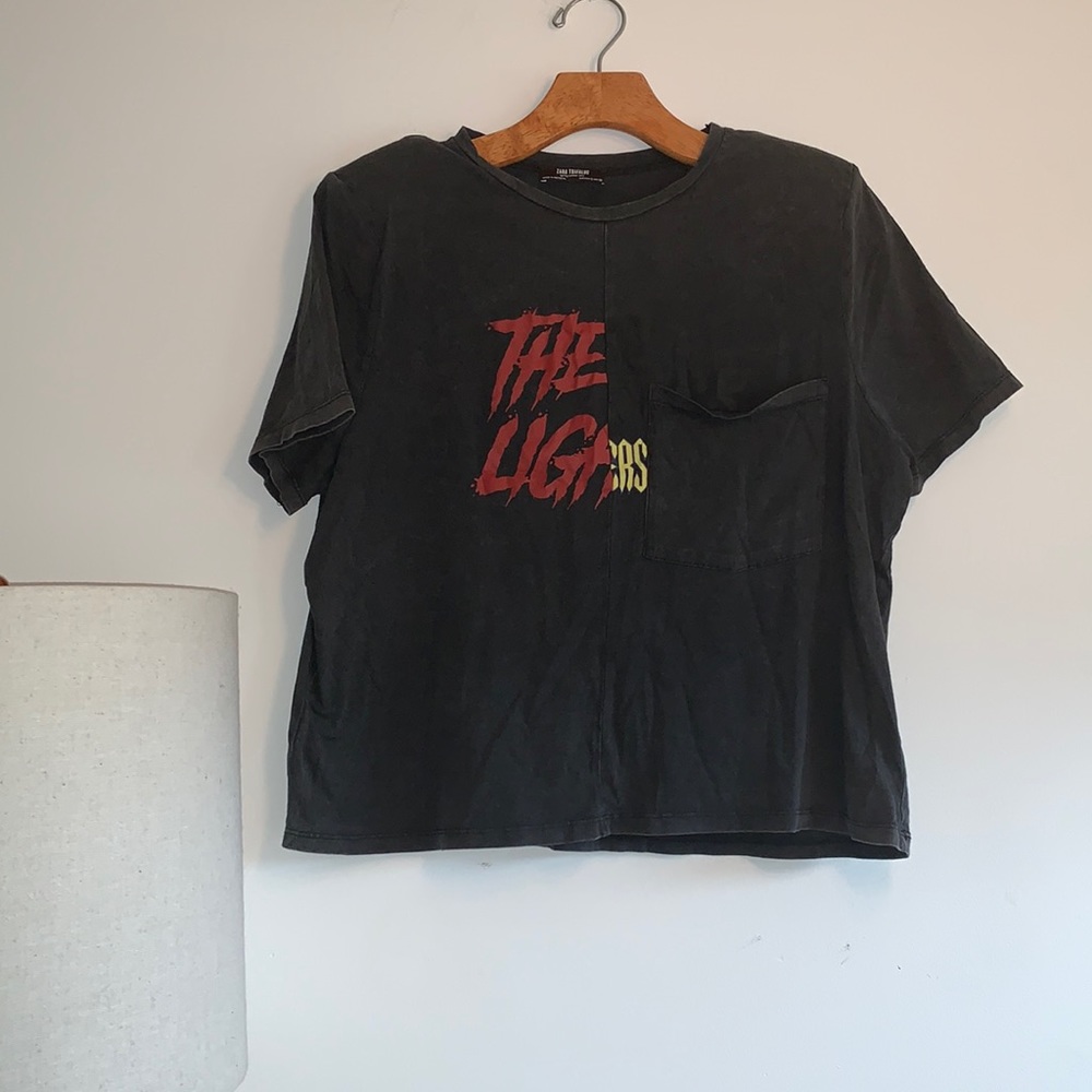 Zara Shirt with Shoulder Pads - washed out style fabric and pocket.